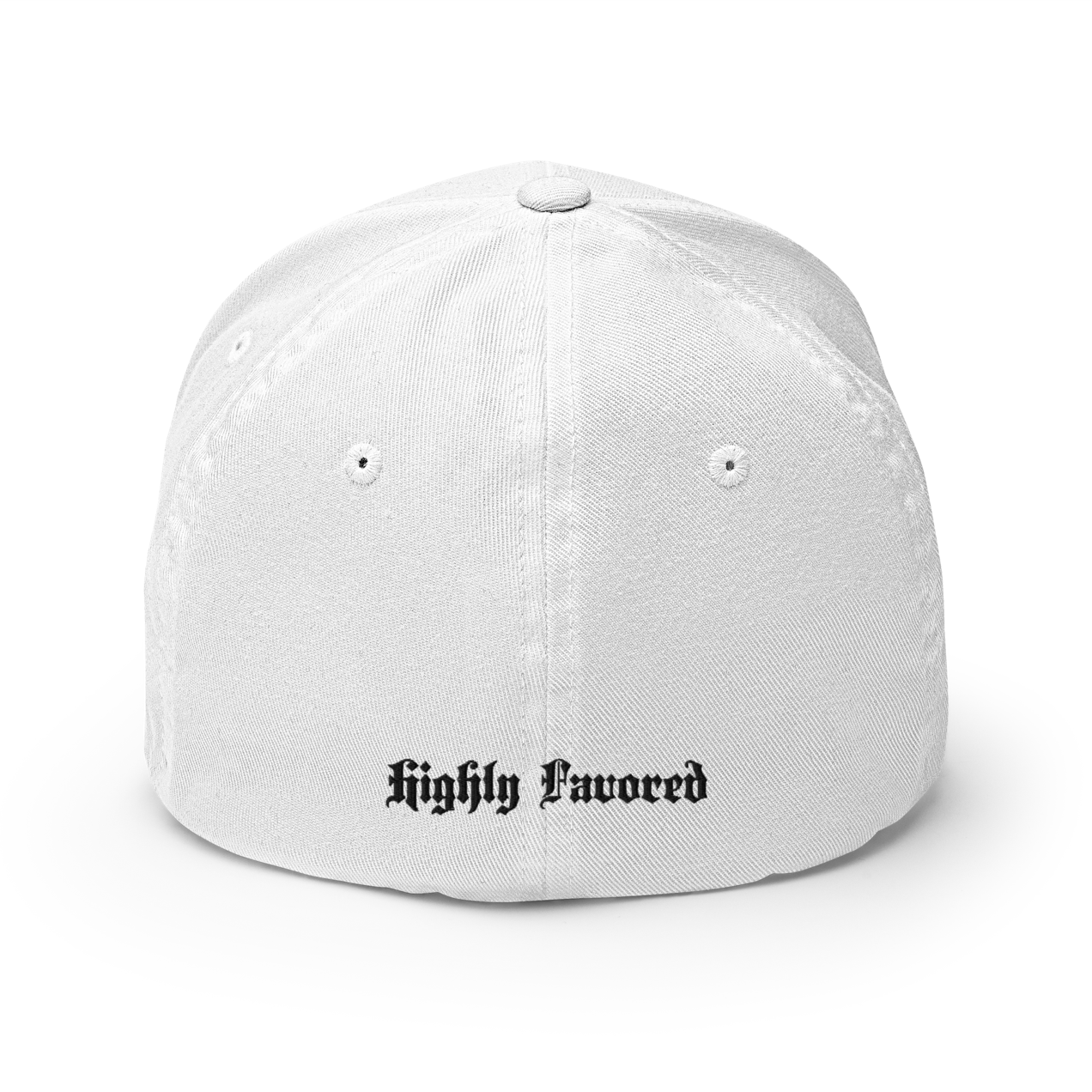 Highly Favored Flex Fit Baseball Cap in White Black